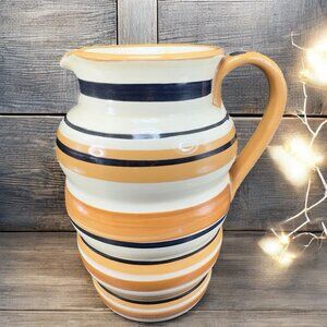 La Gioconda Ceramic Stoneware Hand Painted Italy Large Pitcher Jug Classic Swirl